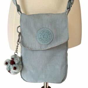 Kipling Womens Tissy Lightweight Crossbody Mini Nylon Phone Bag Light Blue